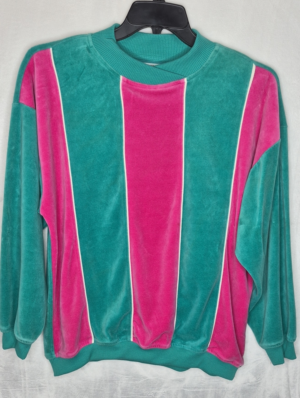 Vintage Greenline Sport Colorblock Velour Striped Sweater Size Large